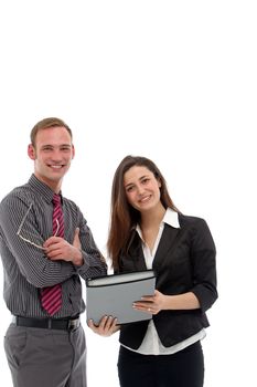 Bussines team- woman and man- on white background