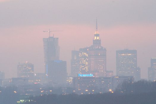 Warsaw, late afternoon, cloudy niebo.Widok of the Vistula River