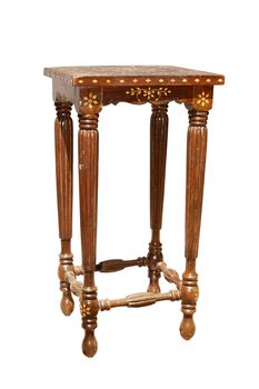 vintage stool with white bone inlay, clipping path included.