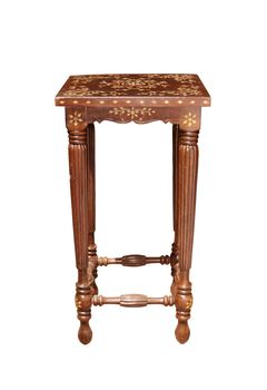 vintage stool with white bone inlay, clipping path included.