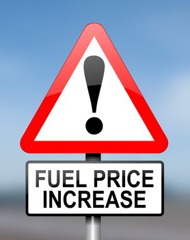 Illustration depicting red and white triangular warning road sign with a fuel price concept. .