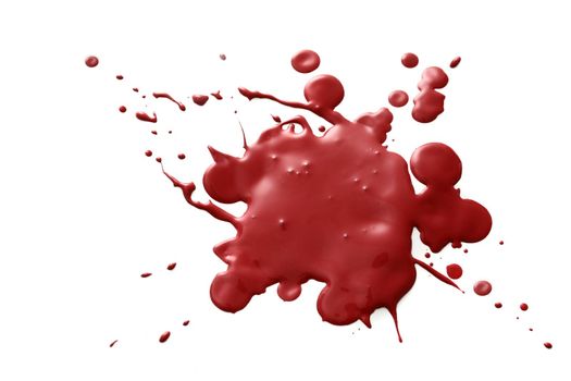 Dark red splatter of blood isolated on white background