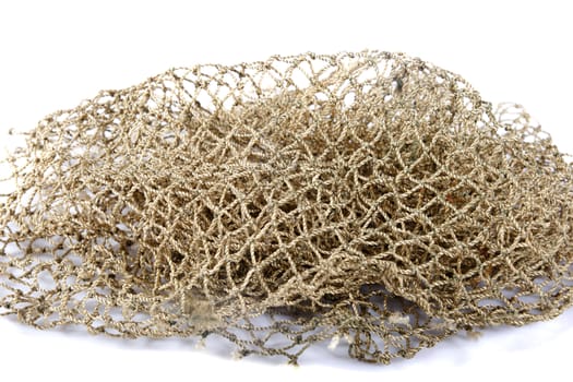 piece of fishing net on a white background