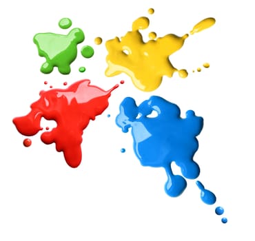 Splashes of four color red blue green yellow