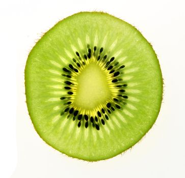 Fresh and juicy kiwi fruit slice isolated on white background