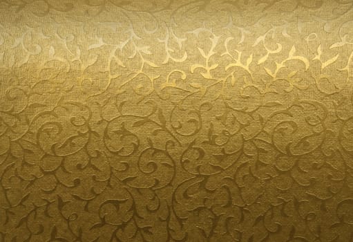 Golden floral ornament brocade textile pattern 