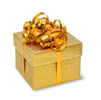 Brocade ornament present box with golden silky bow