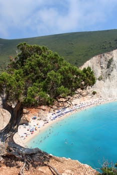 View over Porto Katsiki beach in Lefkas island Greece