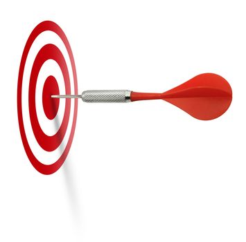 Red dart hitting target center, use vertical or horizontal