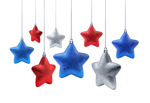 National colors red, blue, white New Year stars hanging