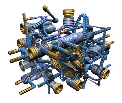 Organic and mechanical parts combined in robotic engine construction