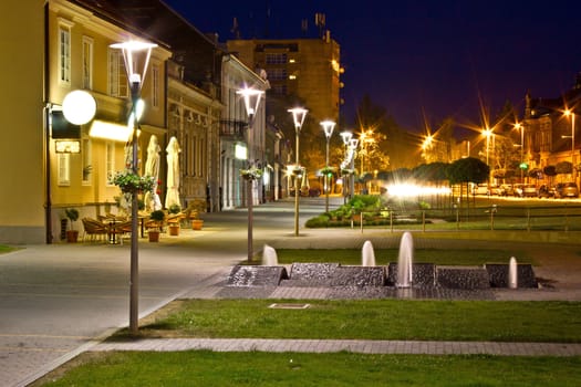 Town of Krizevci walkway night scene, Krizevci, Croatia