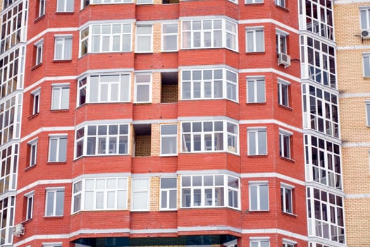 Apartment house windows in residential district of a city