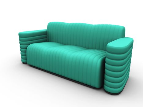 sofa in green tones on a white background