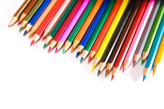 set of pencils on a white background
