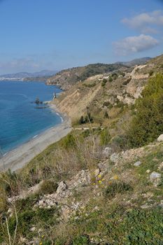 cliffs on the eastern side of Nerja, Spain,