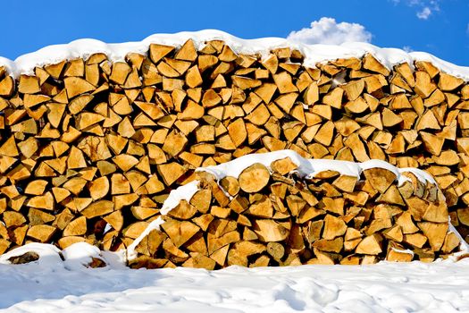 Stacked pile of firewood
