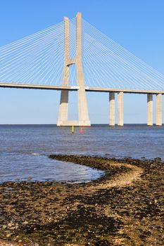 Vasco da Gama bridge, crossing the Tagus river, in Lisbon, Portugal