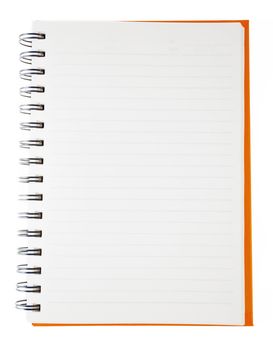 Orange clean Notebook isolated on white background