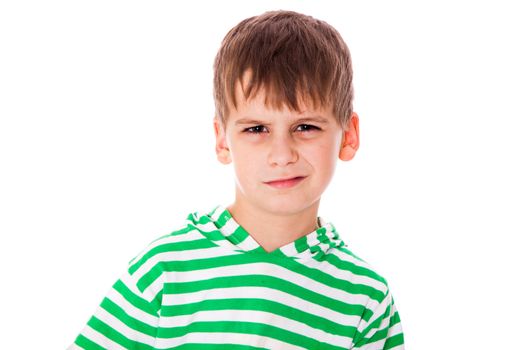 Cute boy anger isolated on a white background