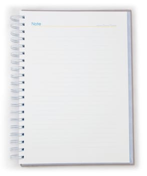 open blank notebook on white background