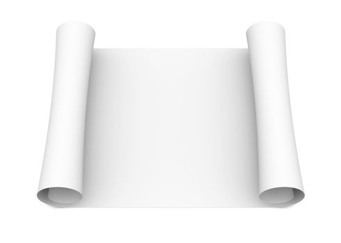 Scroll of white paper. Isolated render on a white background