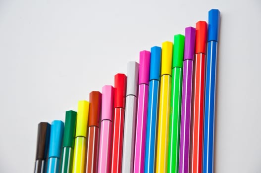 colorful of pen on white background