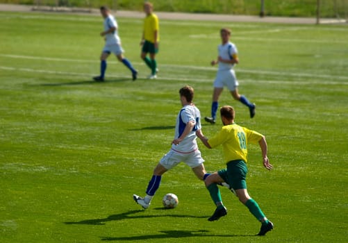 Football players during attack