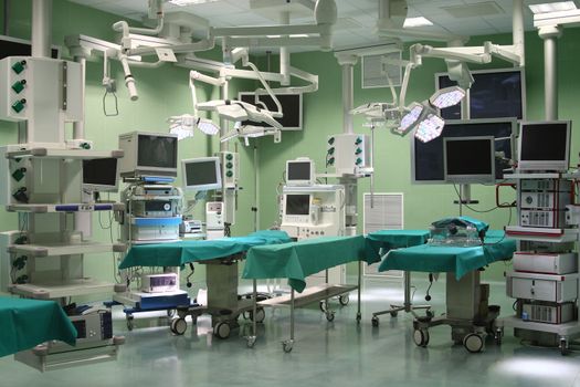 modern operating room prepared with the latest technology for minimally invasive surgery