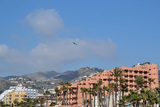 Almunecar beach, view of mountains from the city
