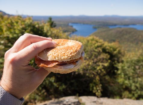 Healthy eating outdoor on a hike