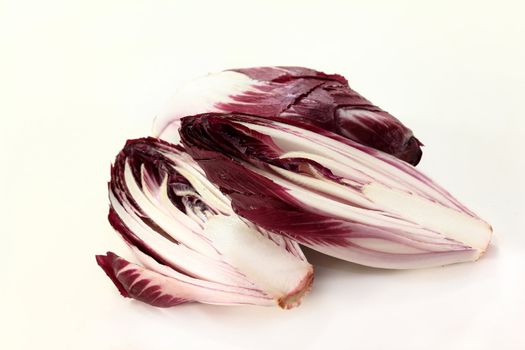 three red chicory on a white background