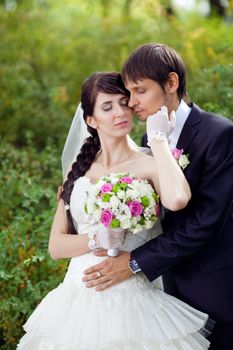 tenderness of the bride and groom