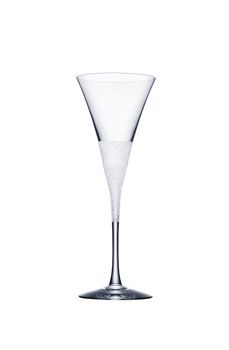 Empty champagne glass isolated on white background