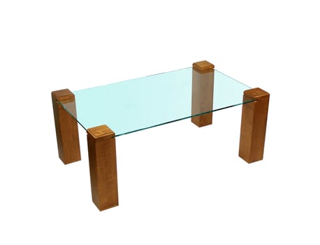 modern glass table isolated on white background
