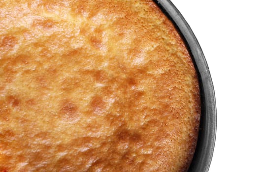 Butter cake close up on white background