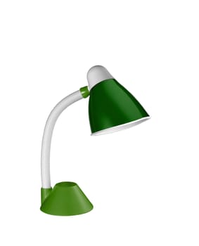 metalic green table lamp isolated on white background