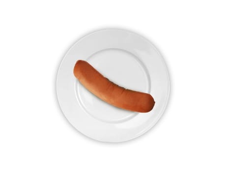 sausage on a plate on a white background