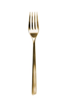 Golden fork isolated on a white background