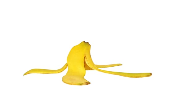 Ripe banana peel isolated on white