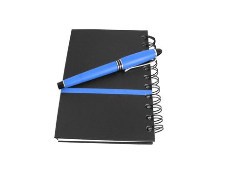 Notebook and pen isolated on white background