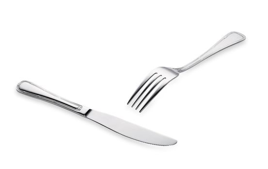 fork and knife isolated on white background
