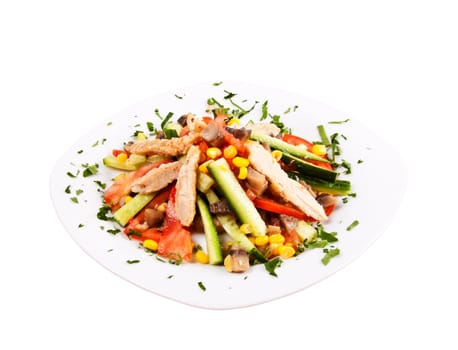 Tuna salad isolated on white