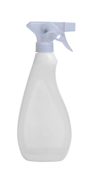 White plastic spray bottle on isolated background