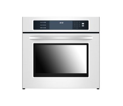 Modern metallic oven isolated on white