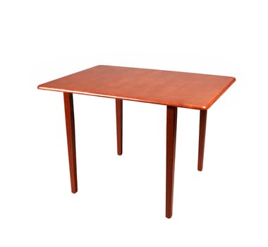 Wooden table on white background
