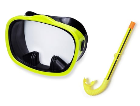 Snorkel and mask for diving isolated on white