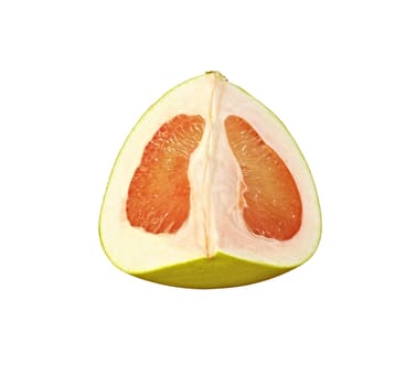 half of fresh pink grapefruit isolated on white with clipping path