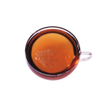 Tea in glass cup isolated on a white background