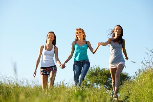 women fun on grass field